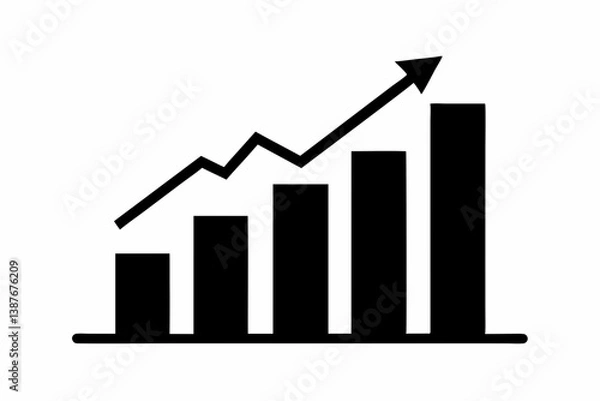 Fototapeta a business graph with arrow design silhouette vector illustration