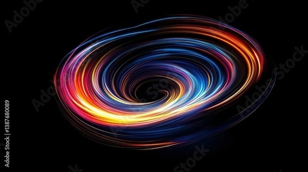 Obraz Glowing spiral light vortex, high-speed energy trails for sci-fi, tech or motion graphics design
