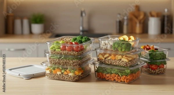 Obraz Meal Prep Containers with Healthy Food