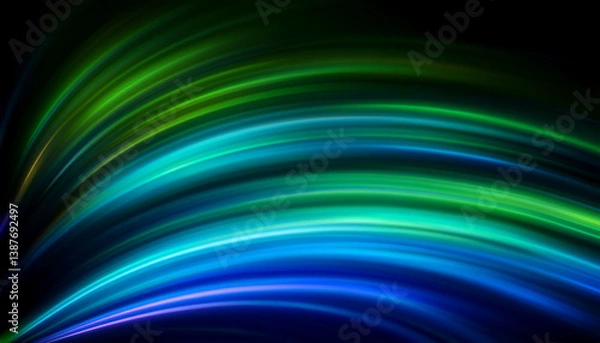 Fototapeta Blurred abstract chartreuse-blueviolet green, purple color neon light, gradient, neon, background, overlay, texture, radiance, glow, soft, dark, black, empty, space, blur, color, illustration.
