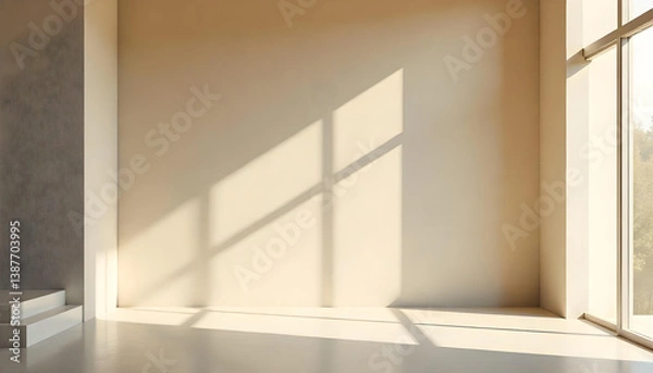 Fototapeta A wide banner with beige to warm gray color blending and delicate noise, styled for minimal product displays