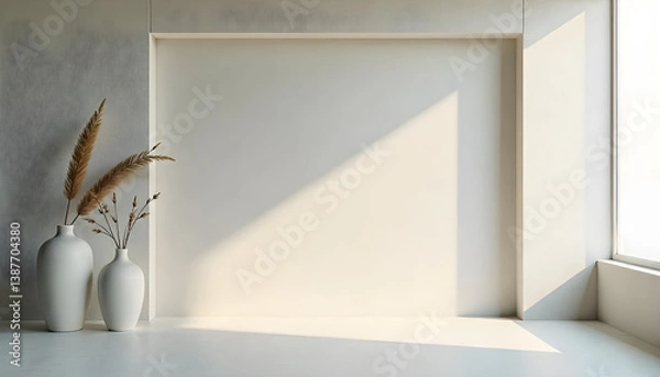 Obraz A wide banner with beige to warm gray color blending and delicate noise, styled for minimal product displays