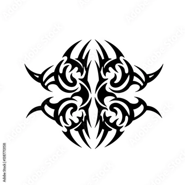Fototapeta Tribal tattoo design with swirling patterns in black  