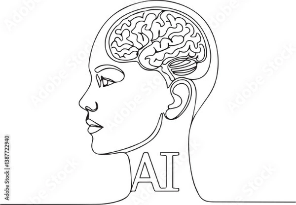 Fototapeta AI Mind: Human Intelligence Meets Artificial Intelligence"