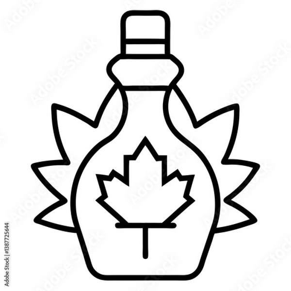 Obraz Maple Syrup Coloring Book Page – Sweet Line Art Drawing for Kids and Adults