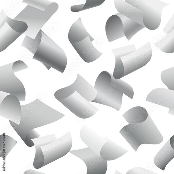 Fototapeta Flying paper sheets seamless pattern