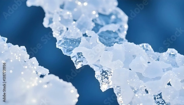 Obraz close up of ice crystals on a blue background