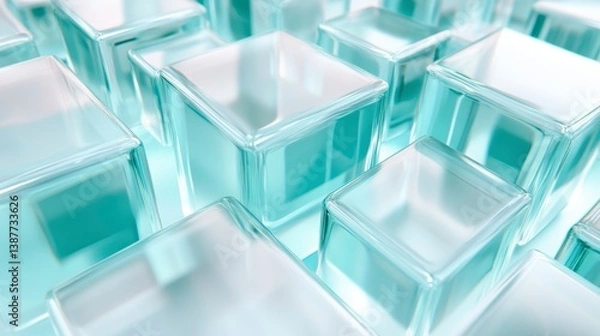 Obraz Abstract background of translucent teal glass cubes.