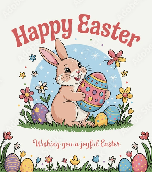 Obraz Easter poster, Easter banner, banner, Easter clipart, happy Easter, Easter 2025, 2025, Easter celebration, easter sublimation, easter card, easter, bunny, rabbit, egg, card, spring, cartoon, holiday, 