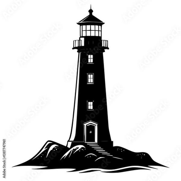Obraz lighthouse silhouette vector
