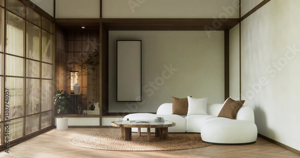 Fototapeta sofa armchair minimalist design muji style.3D rendering