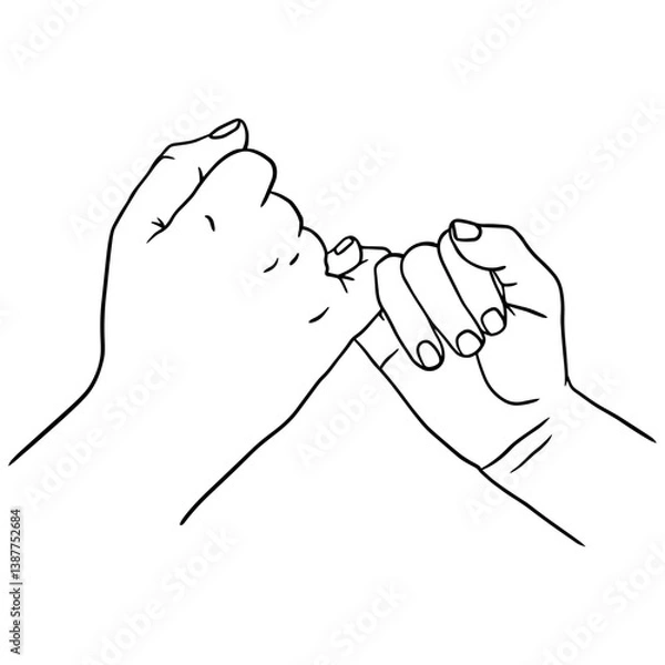 Fototapeta Pinky promise arms line art .Symbol of trust and connection
