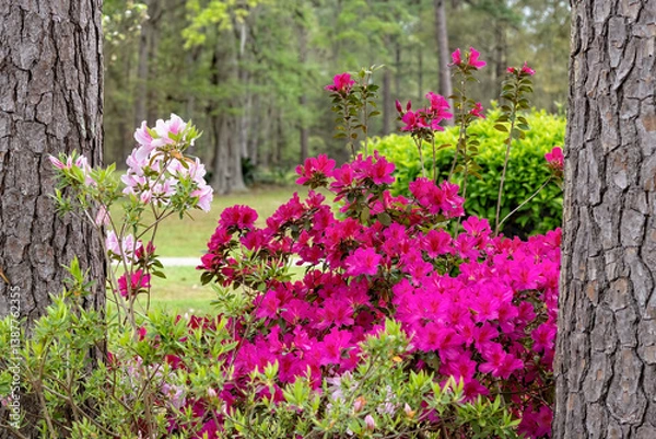 Obraz Pink Azaleas in Full Bloom During Spring