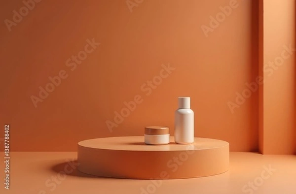 Fototapeta Abstract  brown background for  presentation.  podium for cosmetics bottle 