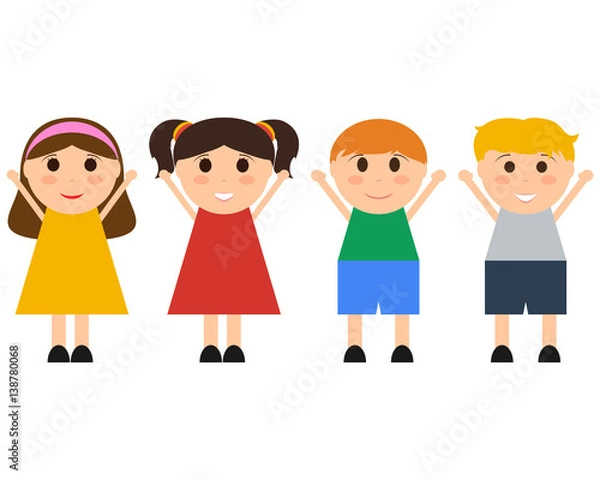 Obraz Group of happy children jumping fun