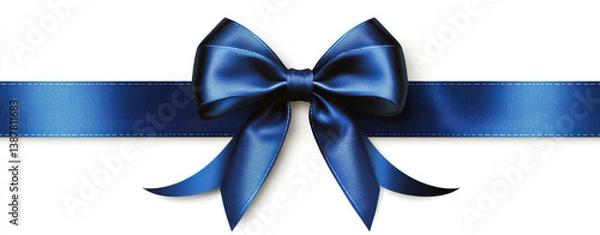 Obraz beautiful blue ribbon with bow, elegantly displayed against white background, evokes feelings of celebration and joy. Perfect for gifts and special occasions