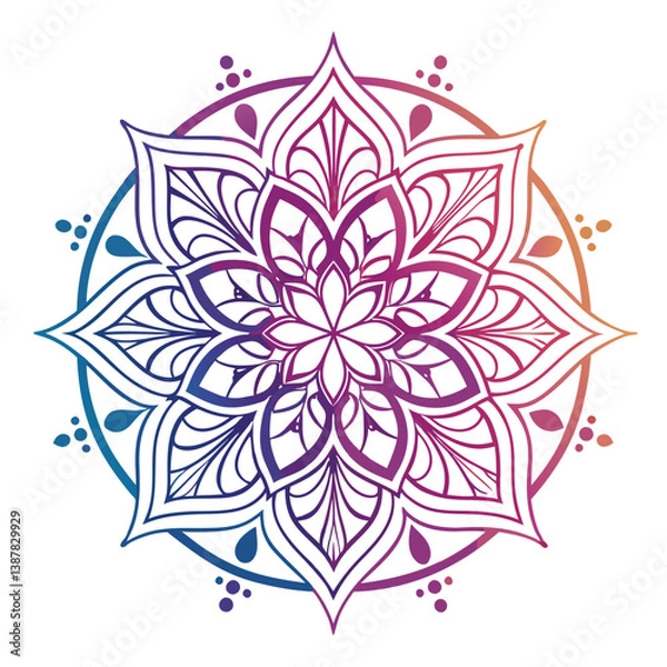 Fototapeta  Pattern in the form of a mandala. Henna tattoo mandala. Mehndi style. Decorative pattern in oriental style. Coloring book page.