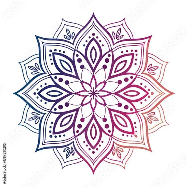 Fototapeta  Pattern in the form of a mandala. Henna tattoo mandala. Mehndi style. Decorative pattern in oriental style. Coloring book page.