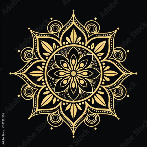 Fototapeta  Pattern in the form of a mandala. Henna tattoo mandala. Mehndi style. Decorative pattern in oriental style. Coloring book page.