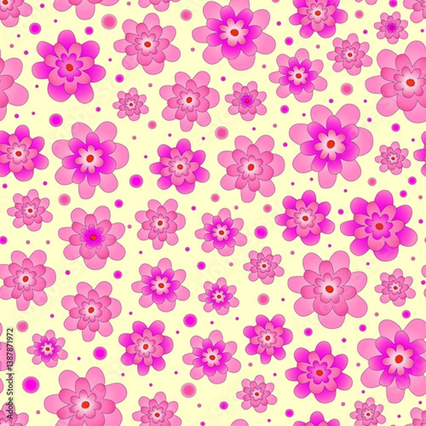 Obraz Abstract simple floral background. Decorative flowers. Seamless vector pattern.
