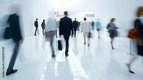 Fototapeta Blurred Business People Walking at a Trade Show or Conference
