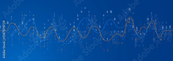 Fototapeta Financial chart on a blue background displays an upward trend with line and bar graphs representing stock market dynamics economic growth and investment shifts structured format.