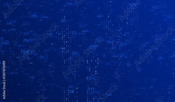 Obraz Background with binary code matrix represents programming and cybersecurity. Random source code fragments highlight digital structure and data processing within the informational space.