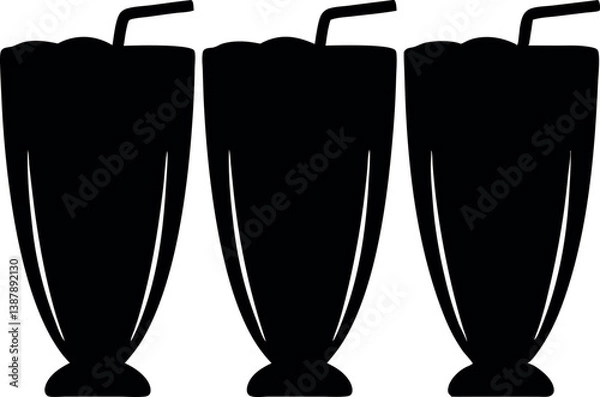 Fototapeta Elegant black silhouette of Milkshake vector art illustration.