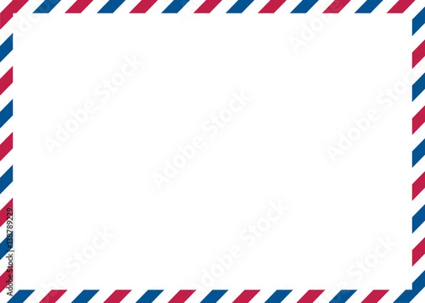 Fototapeta Classic envelope border with red and blue colors for greeting card design, wallpaper border, background frame, or wedding invitation