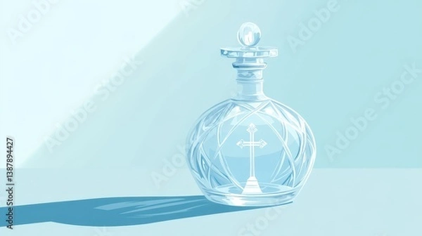 Obraz Elegant glass bottle on a minimalist blue background