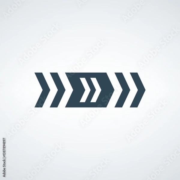 Fototapeta Abstract chevron Arrow Icon Illustrating Direction and Progress on White Background