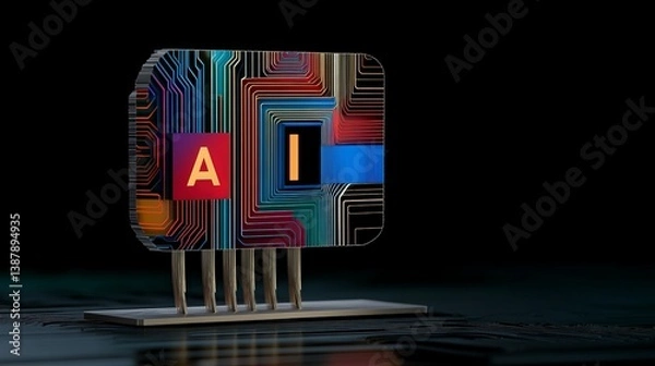 Fototapeta Futuristic Artificial Intelligence Concept with Circuit Patterns