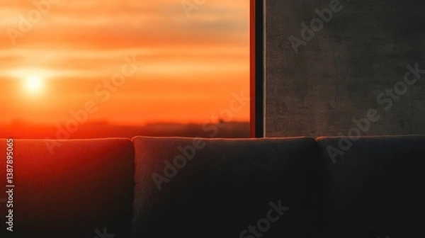 Obraz Sunset view from a modern sofa