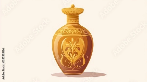Obraz Elegant Decorative Golden Vase with Intricate Design