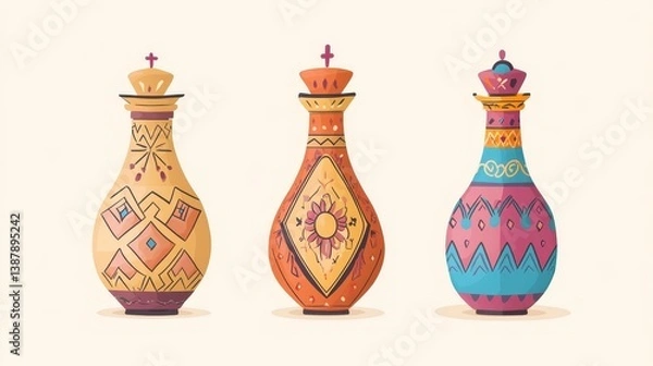 Obraz Colorful Decorative Vases with Unique Patterns