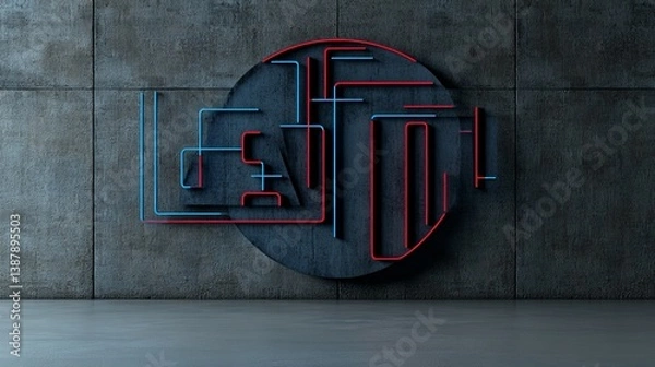 Fototapeta Abstract Neon Light Design on Concrete Wall Background