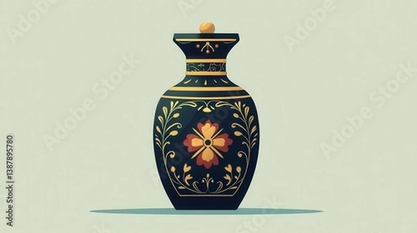 Obraz Elegant Decorative Vase with Floral Pattern Design