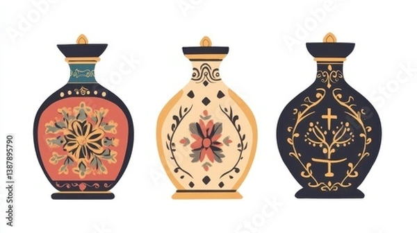 Obraz Decorative Bottles with Artistic Floral Designs