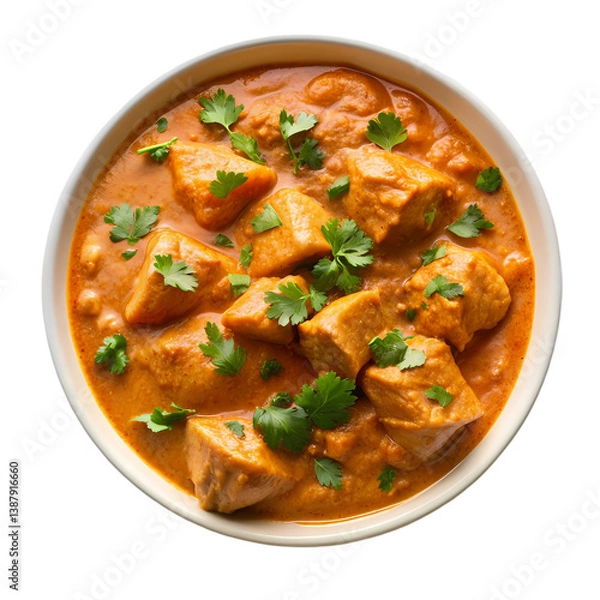 Obraz Chicken Tikka Masala Recipe: Indian Cuisine isolated on transparent background