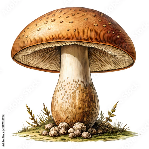Obraz Stunning Mushroom Illustration: Identification & Guide isolated on transparent background