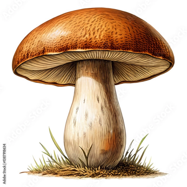 Obraz Brown Cap Mushroom: Identification, Types & Uses isolated on transparent background