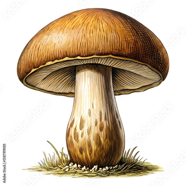 Obraz Brown Mushroom: Identification, Types & Uses isolated on transparent background