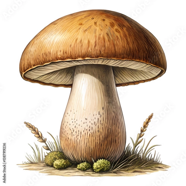 Obraz Beautiful Brown Mushroom: Identification & Facts isolated on transparent background