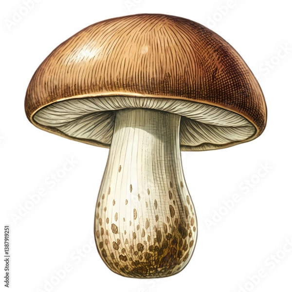 Obraz Brown Mushroom: Imleria badia Identification Guide isolated on transparent background