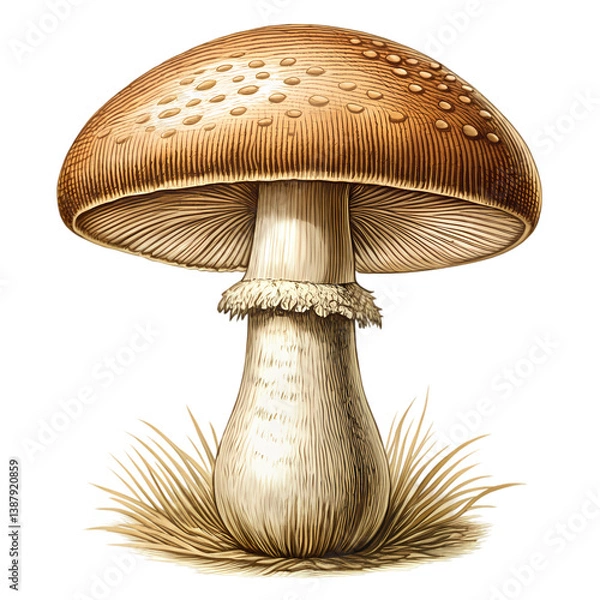 Obraz Brown Mushroom: Identification & Facts isolated on transparent background