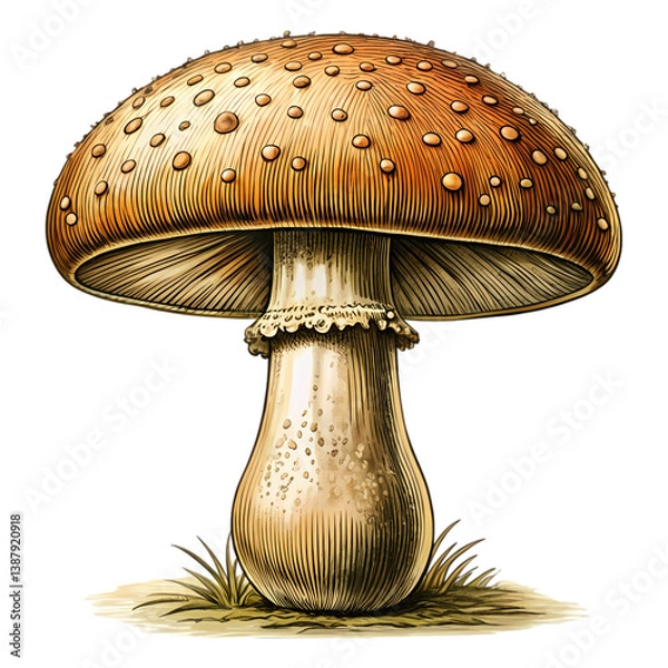 Obraz Amanita Mushroom Illustration: High-Resolution Image isolated on transparent background