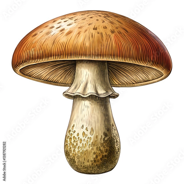 Obraz Brown Mushroom Illustration: Identification & Guide isolated on transparent background