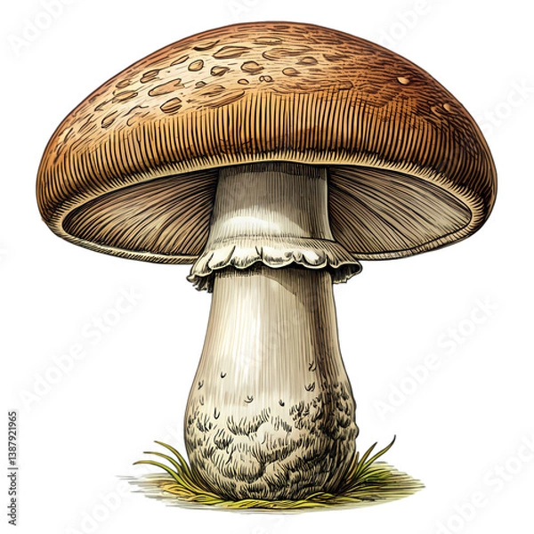 Obraz Stunning Brown Mushroom Illustration isolated on transparent background