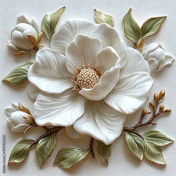 Obraz white flower on black