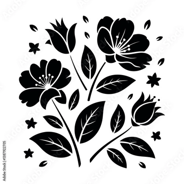 Obraz black and white flowers